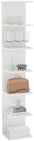 ComfortCove Wall Shelf Bookcase, Wall Mounted Unit, 7 shelf, White