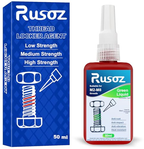 Rusoz Frein Filet Moyen 50ml Type Perméable Colle à Filetage Résistant Moyen, Empêche le Desserrage des écrous et des vis en Raison de Vibrations Prolongées(Verte)