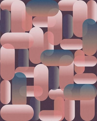 Rasch Tapete 364071 - Fototapete auf Vlies mit Ovalen in Rosa und Blau aus der Kollektion Magicwalls - 2,65 m x 2,12 m (LxB)
