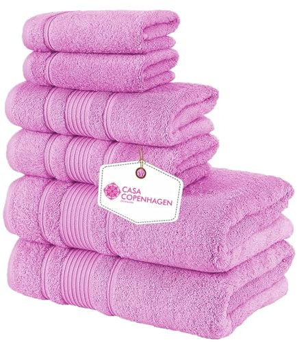 CASA COPENHAGEN 2 Grandi Asciugamani da Bagno 2 Asciugamani Grandi 2 Salviettine Super Morbido Cotone Egiziano 6 Pezzi Set di Asciugamani Premium per Hotel e Spa, Bagno, Cucina, Doccia - Rosa nuovo