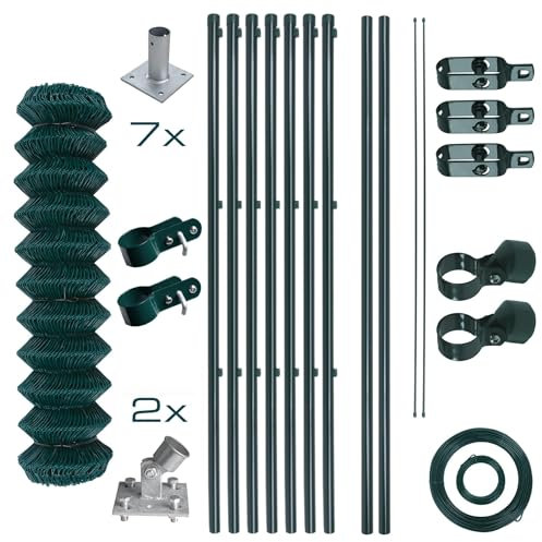 ESTEXO Gartenzaunset Gartenzaun Zaunset Maschendraht Set Aufschraubhülsen Komplett-Set Maschendraht-Zaunset (1,0 x 15 m)