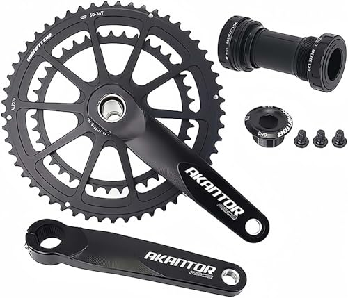50-34T/52-36T/53-39T MTB-Kurbelgarnitur 170 Mm GXP Hohle Integrierte Fahrradkurbel Mit Tretlager Doppelkettenblattstruktu Black,34/50T