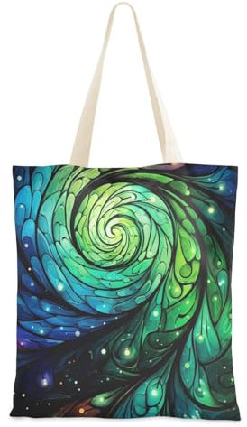 Amooorous Canvas-Tasche für Damen, Motiv: Fantasy-Stern, Fluss, Grün, Green Fantasy Star River, 1 Size
