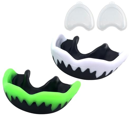 AIBAOBAO Protector Bucal Niño, 2 Piezas Bucal Boxeo, con Portátil Transparente Estuche, Protector Bucal Deportivo Niños para Artes Marciales, MMA, Kickboxing, Hockey, Fútbol