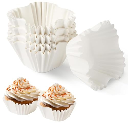 NIYATA 100Pcs Square Cupcake Liners, 2.36x1.57x1.57 Inch White Parchment Paper Baking Cups, Cupcake Cases, Square Bun Cases for Baking Cupcake Wrappers for Weddings and Parties