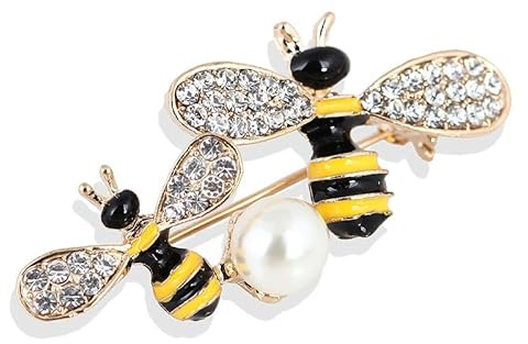 Wendalern Niedlich Strass Biene Perle Brosche Pin Doppelte Biene Emaille Brosche Diamant Kristall Biene Insekt Anstecknadel Schal Schal Bouquet Korsage Kleidung Zubehör Für Frauen