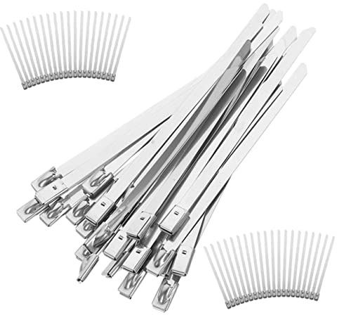 KICHOUSE 100pcs Metal Cable Zip Ties Stainless Steel Self-Locking Tie for Machinery Vehicles Farms
