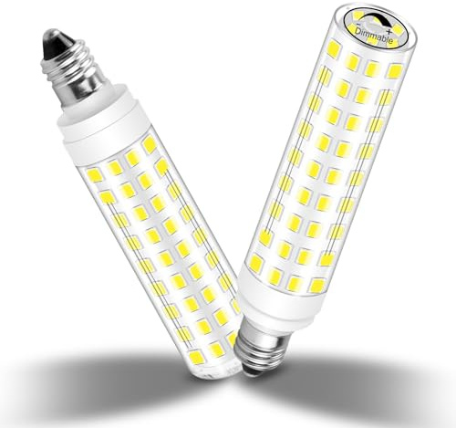 TZHILAN JDE11 120v 100W Led Replacement Daylight 6000k Dimmable,T3 T4 Mini Candelabra Base JD E11 Bulb,10W 950lm for Chandeliers,Candelabra,Ceiling Fan,Cabinet Lighting, 2 Pcs