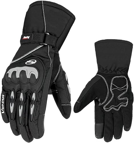 Generico Guanti Moto Invernali, Guanti da Moto Invernali con Fodera in Pile Termico per Inverno, Impermeabili, Caldi, Antivento, Touchscreen, Guanti per Sci, Bici, Escursioni