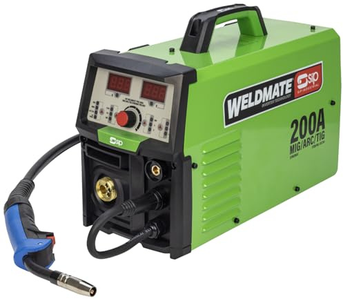 SIP WELDMATE PRO MIG Welder 230V 200A 3-in-1 MIG/ARC/TIG Synergic Inverter Portable Welding Machine