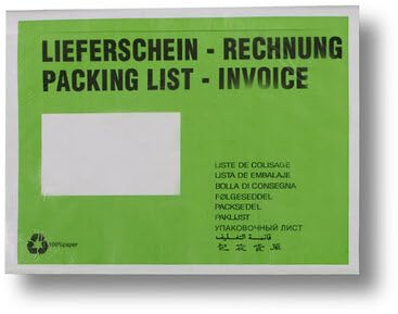 VEPATIM 1000 Dokumententaschen aus Pergamin Papier Lieferschein/Rechnung grün C5