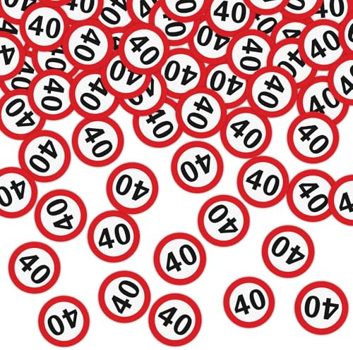 WenmthG 200 Stk Konfetti 40 Geburtstag Deko Verkehreszeichen - Streudeko 40 Geburtstag für Tischdeko Geschenk usw. - Deko 40. Jahre Frauen Männer - 40 Geburtstagsgeschenk Deko