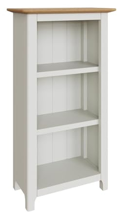 FWStyle White Linen 3 Tier Bookcase Oak Veneer Ready Assembled 82 x 45 x 23cm