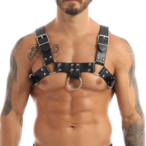 mophrati Arnés de pecho de vendaje para sexo lateral aventurero, cinturón de piel sintética Punk ajustable de PU con hebillas