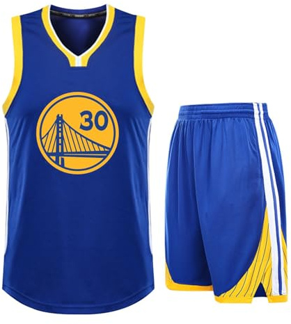 WEOPLKIN Completo da Basket Uomo/Ragazzo, Tuta da Basket Uomo/Bambino, Ideale per Partite, Allenamenti & Tempo Libero Blu L
