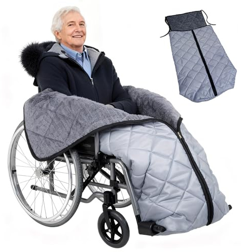HOVCEH Invierno Manta para Silla de Ruedas, Calidez a Prueba de Viento Saco para Silla de Ruedas Adultos, Ajuste Universal para Sillas de Ruedas (Gris)