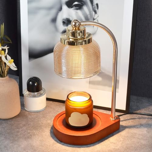 Lámpara Calentadora de Velas con Temporizador y Regulador de Intensidad, Calentador Eléctrico de Cera Ajustable en Altura, Calentador de Velas con Control Inalámbrico y 2 Bombillas