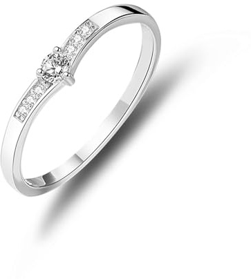 Stfery Diamantring Platin, Stapelring Damen Echt Schmuck Personalisiert Gr.57