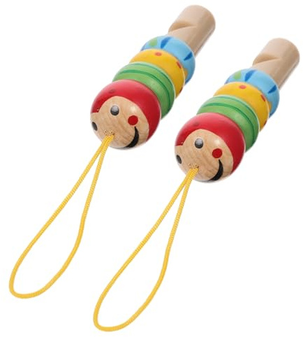 TOYANDONA Silbatos de Madera para Niños 2 Piezas Instrumento de Educación Temprana Juguetes Musicales Colores Variados para Bebés Fiestas y Entretenimiento