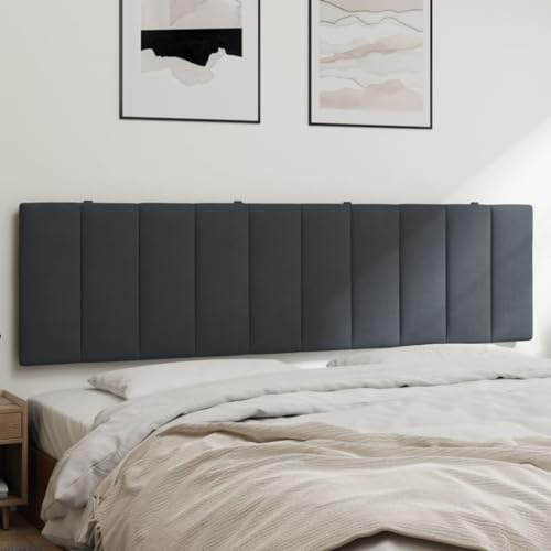 Mandloder Kopfteil-Kissen Hanko Dunkelgrau, 180 cm Samt, weich gepolstert für Bett und Wand, Bequeme Rückenstütze