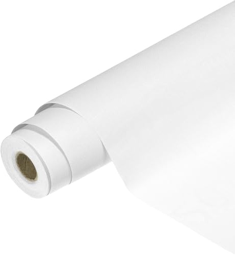 QUARKZMAN Papier Peint Adhésif PVC 15.8 x 393.7 Papier Contact Décoratif Autocollant Décollable Imitation Tissu Vinyle pour Cuisine Chambre Meuble Cabinet, Blanc