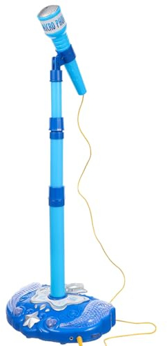 CLISPEED Microfono Giocattolo per Microfono Singolo, Giocattolo Musicale Educativo Precoce per Karaoke, Colore Blu, senza Batteria, Adatto per Bambine