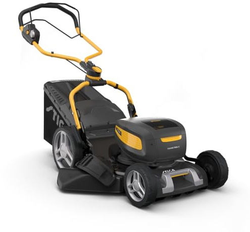 STIGA Combi 748e V Kit - Tagliaerba a batteria, piatto in acciaio galvanizzato 46 cm, sacco 60 L, 6 velocità, Eco Mode