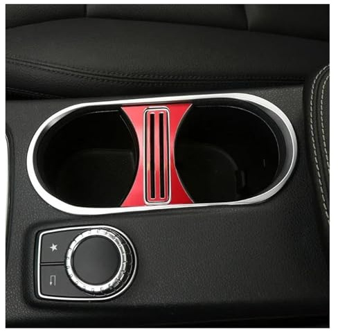 Ribete Interior Automóvil Adhesivo Decorativo Para Portavasos De Control Central Para Mercedes Para Benz CLA GLA Clase A W176 C117 W117 Decorativo Interior(Rojo)