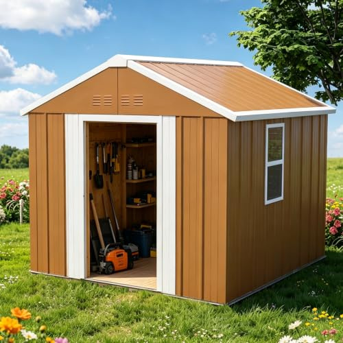 Casetta per attrezzi in metallo 184x116 cm, capanno da giardino in acciaio con finestre resistente agli agenti atmosferici senza pavimento – Ideale per la conservazione di attrezzi da giardino
