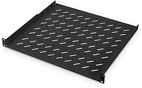 DIGITUS Ripiano per installazione fissa - 19 pollici - 1U - Montaggio frontale - Portata 15 kg - Per armadi di rete e server - A partire da 600 mm di profondità dell'armadio - Nero