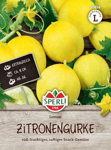 Sperli Zitronengurkensamen Lemon 80854 – süß-fruchtiges, saftiges Snack-Gemüse - Inhalt für 25 Pflanzen - Gemüsesamen, Samen Gemüse, Saatgut, Gemüsepflanzen