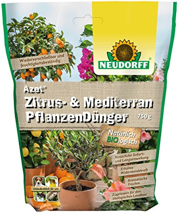 Neudorff Azet Zitrus- & MediterranpflanzenDünger – Bio Langzeitdünger mit Mykorrhiza fördert aromatische Früchte wie Zitronen, Orangen und Oliven, 750 g