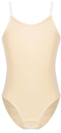 TiaoBug Mädchen Ballett Trikot Ballettanzug Kinder Gymnastikanzug Turnanzug Tanz-Body Unterwäsche in Hautfarben Beige Nude gr. 110 116 122 134 140 146 152 Nude 134-140