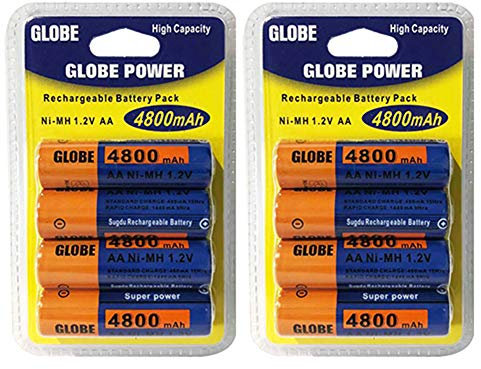 Lot DE 8 Piles ACCUS Batteries AA LR06 1.2V NI-MH Rechargeable Battery Mignon 4800mAh | REMPLACE Les Piles AA 1.5V | AA LR06 LR6 R06 R6 H06 H6 2A |Jouet TELECOMMANDE Lampe Voiture ETC... (AA 4800mAh)