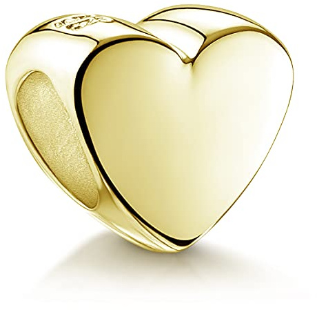 Herz Anhänger Silber 925 Damen Charm Element in silber, gold oder rosé | Bead für Armband und Kette bis 4,4mm aus Sterlingsilber von MATERIA by Matthias Wagner