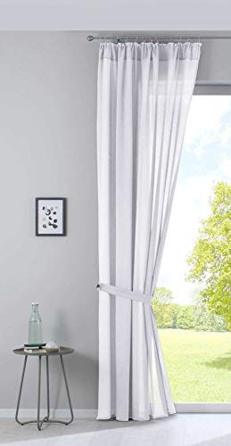 Gardine »Nizza« Baumwoll-Voile Halbvoile HxB 254x135 cm Weiß Transparent Store mit Gardinenband und Tuneldurchzug, 2019031