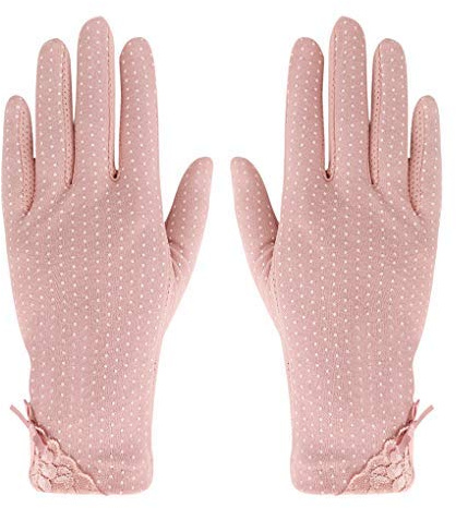 IPENNY Ladies Soft Cotton UV Protection Gloves - Breathable Full Finger With Touch Screen for Sun Protection, Driving, Outdoor Cycling, Fishing, Hiking - Elegant Lace Design