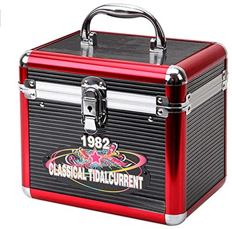 ChengBeautiful Nehmen Sie LP-Speicher-Fall CD, DVD-Hülle Aus Aluminium Lp Record Player Kisten for Aufzeichnungen Platz for Bis Zu 130 Vinyl Record Album Storage Box Vinyl Record Storage Box