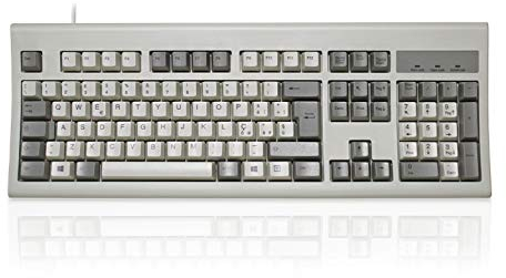 Perixx PERIBOARD-106M, Tastiera USB cablata grandezza standard, tasti ergonomici curvi, Classic Retro, Layout Italiano