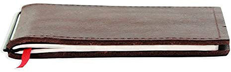 X17-A6 Notizbuch/Personal Organizer | 9 mm dünn | braun kastanie, aus Leder. Nachfüllbar. Notizheft (gepunktet) mit Doppeltasche, Made in Germany.