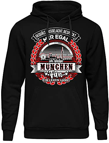 UGLYSHIRT EIN Leben lang München Herren Kapuzenpullover | Stadt - München Skyline - Fussball - Sport - München Pullover - Ultras - Hoodie