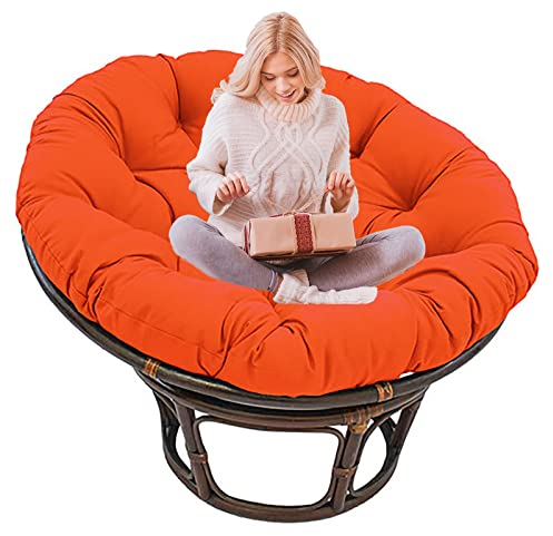 SRHWBF Papasan Sitzkissen Papasan Stuhlkissen Papasansessel Kissen mit Krawatten für Garten Camping extra großes bequemes Sitzkissen (NUR Kissen) (Orange Ø60cm/23.6 in)