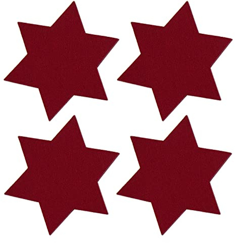 Oblique Unique® Filzuntersetzer Sterne 4er Pack Weinrot Ø 35 cm Stern Glasuntersetzer für Tisch und als Deko zu Weihnachten Advent Weihnachtsdeko