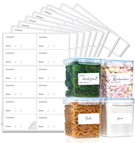 Pack of 108 Freezer Labels (60 x 30 mm) Food Labels Stickers Freezer Labels Easy Peel Off Waterproof Labels for Freezer containers, Jars and Boxes Papa Prints