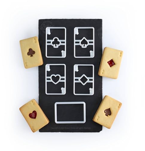 Lot de 5 Emporte-pièces Biscuits Fourrés 4 As – Jeu de Cartes | Recette offerte | Fabriqués en France