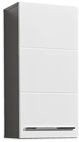 Stella Trading Gloss Badezimmer Hängeschrank in Anthrazit, Weiß Hochglanz - Badezimmerschrank Bad Schrank mit viel Stauraum - 34 x 70 x 23 cm (B/H/T)