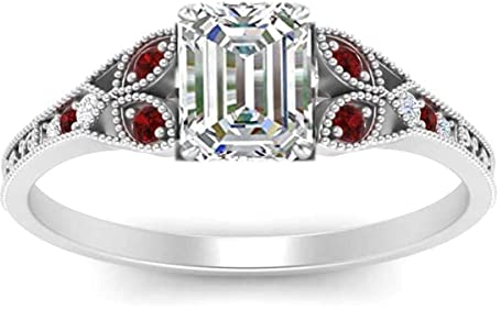 Erstellte Steine Octagon facettierter Rubin Cz Ring – 0,925 massiver Silberring Roter Rubin Cz Edelsteinring – Junge Schmuck Geschenk für College