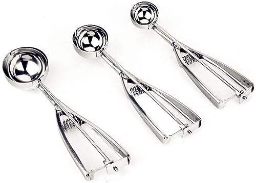 Cookie Scoop Set, 3 Stück Eislöffel Verschiedene Größen Klein 4cm, Mittel 5cm & Groß 6cm Eislöffel