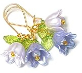 Lila Glockenblumen Ohrringe, Ohrhänger Edelstahl vergoldet