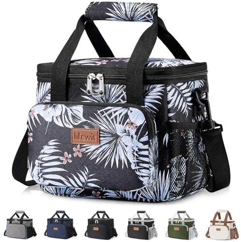 Lifewit Bolsa Termica Porta Alimentos 9L(12 Latas), Bolso Comida Trabajo Hombre y Mujer, Lunch Bag para Lonchera, Medio Bolsas Nevera Portatil para Playa, Viaje, Work, Floral